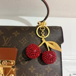 Crystal Red Cherry Bag Charm